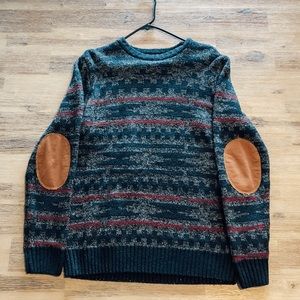 Patterned sweater with elbow patches🔹